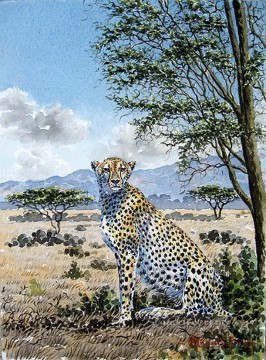 Thiongo Gepard auf dem Savannah Panther Ölgemälde